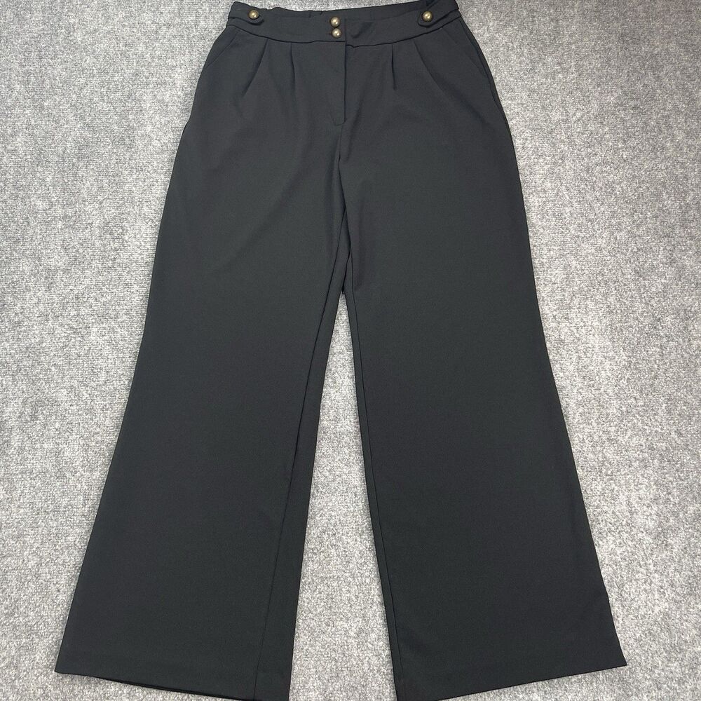Briggs Dress Pants Womens Size 12 Wide Leg High Rise Stretch Waist Black